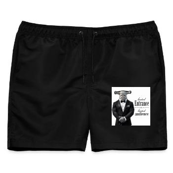 Limitierter Eintritt: Hai im Smoking - Männer Badeshorts - Schwarz - Vorne - AI Model Male 178 light (178cm)