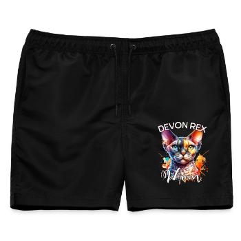 Devon Rex Mama - Männer Badeshorts - Schwarz - Vorne - AI Model Male 178 light (178cm)