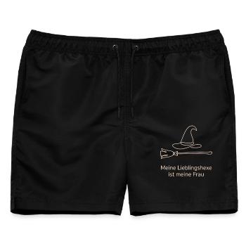 Lieblingshexe Hexenhut Hexenbesen - Männer Badeshorts - Schwarz - Vorne - AI Model Male 178 light (178cm)