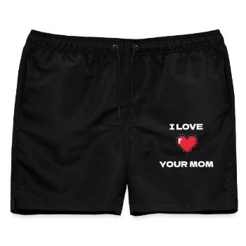 Pixel Herz Ich liebe deine Mutter - Männer Badeshorts - Schwarz - Vorne - AI Model Male 178 light (178cm)