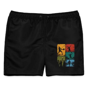 Padel und humorvoller Aperitif - Männer Badeshorts - Schwarz - Vorne - AI Model Male 178 light (178cm)