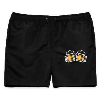 2 Bayrische Bierkrüge Prosten (Bier / NEG 2C) - Männer Badeshorts - Schwarz - Vorne - AI Model Male 178 light (178cm)