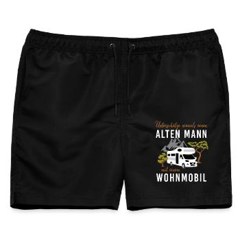 Unterschätze niemals alten Mann mit Wohnmobil - Männer Badeshorts - Schwarz - Vorne - AI Model Male 178 light (178cm)
