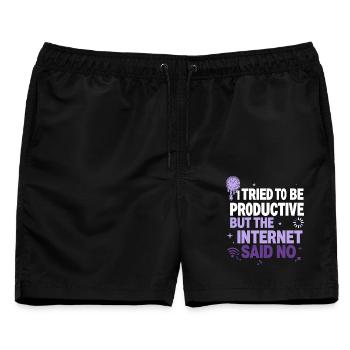 I Tried to Be Productive - Männer Badeshorts - Schwarz - Vorne - AI Model Male 178 light (178cm)