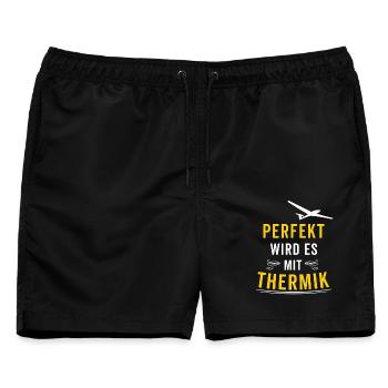 Perfekt wird es mit Thermik Segelflug Gleitflug - Männer Badeshorts - Schwarz - Vorne - AI Model Male 178 light (178cm)