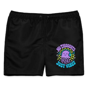 No Thoughts Just Vibes Qualle - Männer Badeshorts - Schwarz - Vorne - AI Model Male 178 light (178cm)
