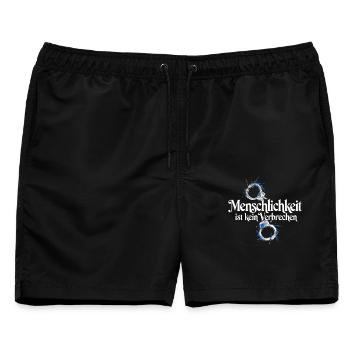 Menschlichkeit Ist Kein Verbrechen T-Shirt Protest - Männer Badeshorts - Schwarz - Vorne - AI Model Male 178 light (178cm)