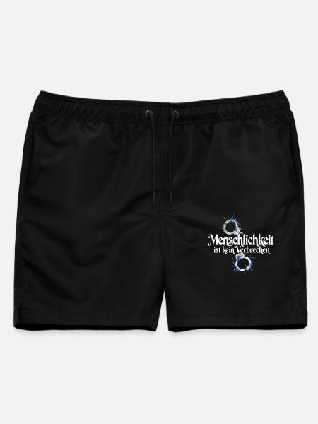 Menschlichkeit Ist Kein Verbrechen T-Shirt Protest - Männer Badeshorts - Schwarz