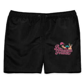Burlesque Forever: Vintage Pin-Up Schönheit - Männer Badeshorts - Schwarz - Vorne - AI Model Male 178 light (178cm)