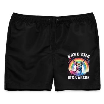 Sikahirsch Save Sika Deer - Männer Badeshorts - Schwarz - Vorne - AI Model Male 178 light (178cm)