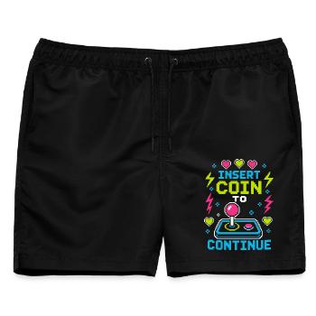 Insert Coin To Continue Retro Gaming - Männer Badeshorts - Schwarz - Vorne - AI Model Male 178 light (178cm)