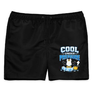 Cool Under Pressure Pinguin Meditation - Männer Badeshorts - Schwarz - Vorne - AI Model Male 178 light (178cm)