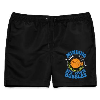 Minding My Own Bubbles Kugelfisch - Männer Badeshorts - Schwarz - Vorne - AI Model Male 178 light (178cm)
