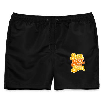 Meer, Sex und Sonne - Männer Badeshorts - Schwarz - Vorne - AI Model Male 178 light (178cm)