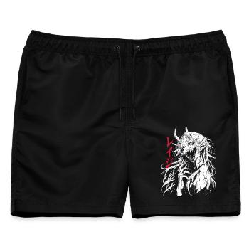 Unheimliches Dämon Horror Girl  - Männer Badeshorts - Schwarz - Vorne - AI Model Male 178 light (178cm)