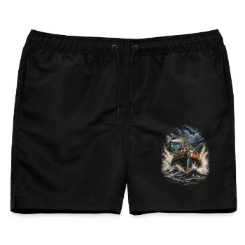 Küstenwache Rettungsschwimmer - Männer Badeshorts - Schwarz - Vorne - AI Model Male 178 light (178cm)