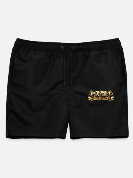 Introvertiert, aber bereit, über Katzen zu sprechen - Männer Badeshorts - Schwarz