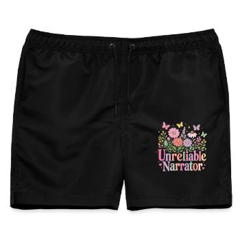 Unzuverlässiger Erzähler, Buchliebhaber, Autor - Männer Badeshorts - Schwarz - Vorne - AI Model Male 178 light (178cm)