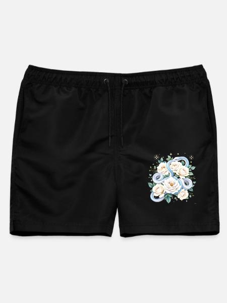 Blaues Snake Cream Roses Design. - Männer Badeshorts - Schwarz