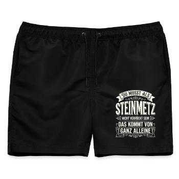 Steinmetz Nicht Verrückt Sein Handwerker Spruch - Männer Badeshorts - Schwarz - Vorne - AI Model Male 178 light (178cm)