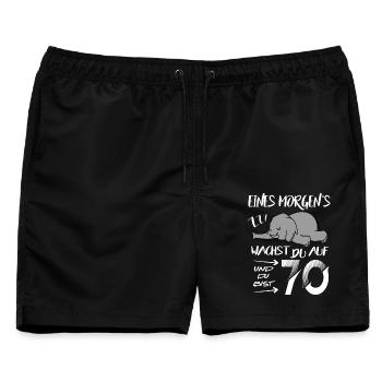 70 Jahre Elefant wacht auf ZZZ Schlafen Geburtstag - Männer Badeshorts - Schwarz - Vorne - AI Model Male 178 light (178cm)