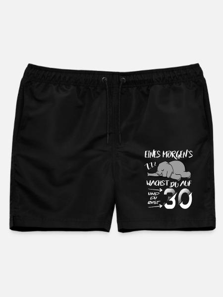 30 Jahre Elefant wacht auf ZZZ Schlafen Geburtstag - Männer Badeshorts - Schwarz