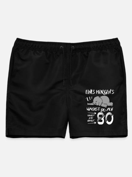 80 Jahre Elefant wacht auf ZZZ Schlafen Geburtstag - Männer Badeshorts - Schwarz