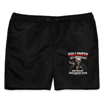 Halloween Skelett Grim Reaper Spruch - Männer Badeshorts - Schwarz - Vorne - AI Model Male 178 light (178cm)