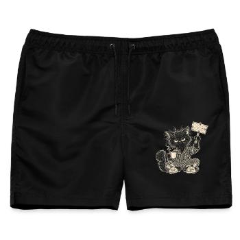 MONTAG? ICH MACHE DAS NUR UNTER PROTEST - Männer Badeshorts - Schwarz - Vorne - AI Model Male 178 light (178cm)