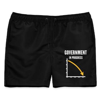 Government In Progress (Regierung Politik / NEG2C) - Männer Badeshorts - Schwarz - Vorne - AI Model Male 178 light (178cm)