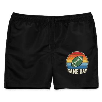 Vintage Game Day American Football Retro Sunset - Männer Badeshorts - Schwarz - Vorne - AI Model Male 178 light (178cm)