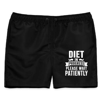 Diet in Progress Please Wait Patiently - Männer Badeshorts - Schwarz - Vorne - AI Model Male 178 light (178cm)