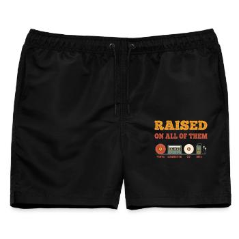 Ich bin mit allen Vintage-Modellen aufgewachsen - Männer Badeshorts - Schwarz - Vorne - AI Model Male 178 light (178cm)
