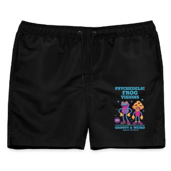 Trippy Goa Trance Frosch Visionen Groovy Weird - Männer Badeshorts - Schwarz - Vorne - AI Model Male 178 light (178cm)