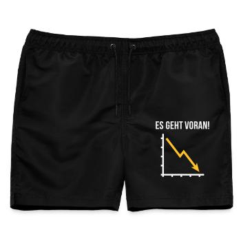 Es Geht Voran! (Fortschritt / Abwärts / NEG 2C) - Männer Badeshorts - Schwarz - Vorne - AI Model Male 178 light (178cm)