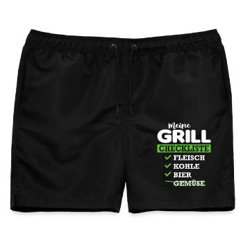 Grill Checkliste Grillsprüche Chef BBQ Grillparty - Männer Badeshorts - Schwarz - Vorne - AI Model Male 178 light (178cm)