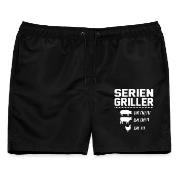Serien Griller Grillsprüche Chef BBQ Grillparty - Männer Badeshorts - Schwarz - Vorne - AI Model Male 178 light (178cm)