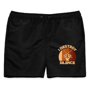 Schlagzeuger Sticks Drumsticks I Destroy Silence - Männer Badeshorts - Schwarz - Vorne - AI Model Male 178 light (178cm)