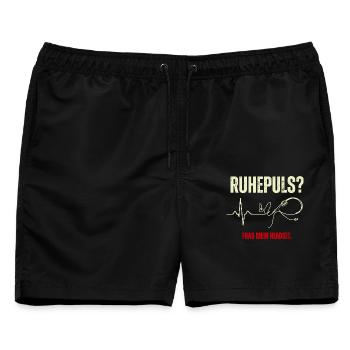 Ruhepuls Headset Leitstelle - Männer Badeshorts - Schwarz - Vorne - AI Model Male 178 light (178cm)