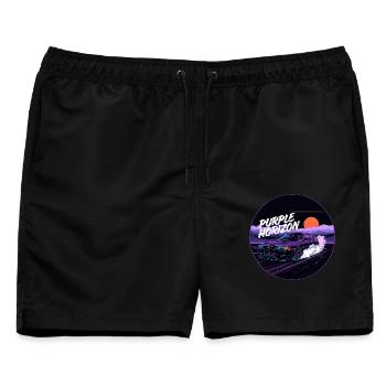 Neon Violet Sunset Retro Automotive Streetwear - Männer Badeshorts - Schwarz - Vorne - AI Model Male 178 light (178cm)