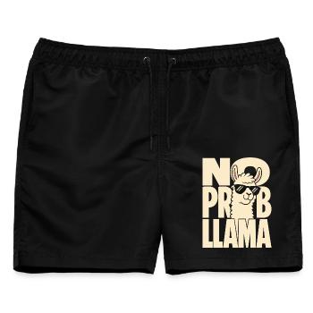 No Prob Llama – Cooles Lama mit Sonnenbrille - Männer Badeshorts - Schwarz - Vorne - AI Model Male 178 light (178cm)