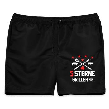 5 Sterne Griller Grillsprüche Grillparty BBQ - Männer Badeshorts - Schwarz - Vorne - AI Model Male 178 light (178cm)