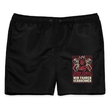 Komm auf die dunkle Seite, wir fahren Verbrenner - Männer Badeshorts - Schwarz - Vorne - AI Model Male 178 light (178cm)