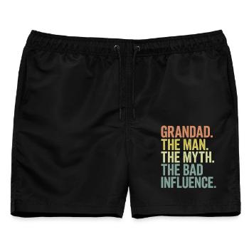 Großvater der Mann, der Mythos, der schlechte Einfluss - Männer Badeshorts - Schwarz - Vorne - AI Model Male 178 light (178cm)