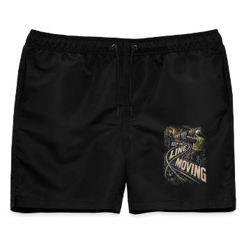 Zugschaffner Zugführer Lokführer Schaffner - Männer Badeshorts - Schwarz - Vorne - AI Model Male 178 light (178cm)