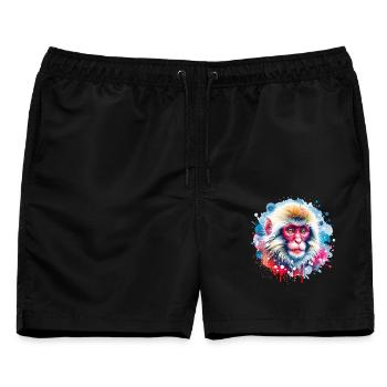 Schneeaffe Motiv - Männer Badeshorts - Schwarz - Vorne - AI Model Male 178 light (178cm)
