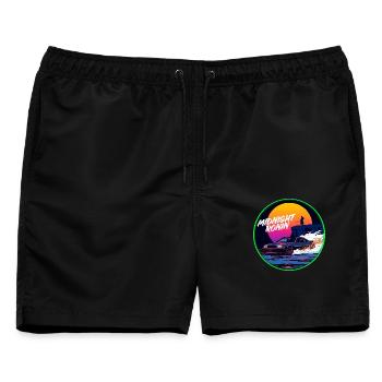 Midnight Ronin Retro übertrifft JDM Streetwear - Männer Badeshorts - Schwarz - Vorne - AI Model Male 178 light (178cm)