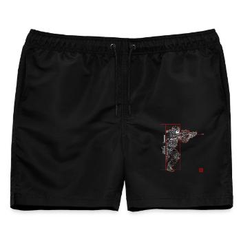 Soldaten silhouette - Männer Badeshorts - Schwarz - Vorne - AI Model Male 178 light (178cm)