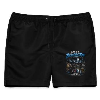 Das Leben ist eine wunderschöne Fahrt – Motorradabenteuer - Männer Badeshorts - Schwarz - Vorne - AI Model Male 178 light (178cm)
