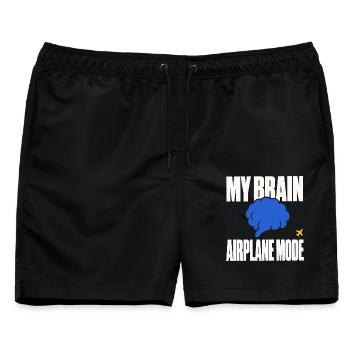 My Brain Is on Airplane Mode – Gehirn Humor - Männer Badeshorts - Schwarz - Vorne - AI Model Male 178 light (178cm)